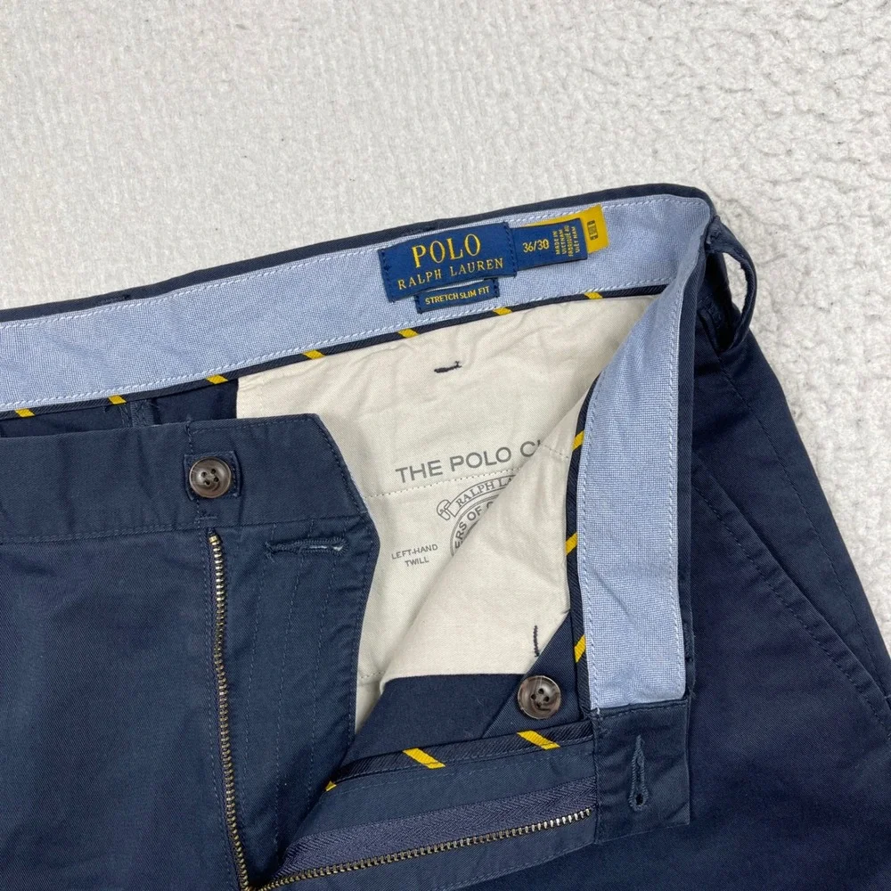 Polo Ralph Lauren Bedford Chino Pant Mens 36x30 Navy Blue Stretch Slim Trousers